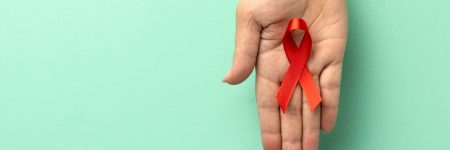 AIDS, HIV, awareness, support, red ribbon, hand, symbol