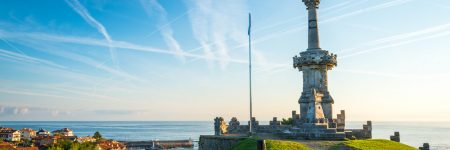 Comillas,Marquis,Monument,Facing,The,Cantabric,Sea,And,Blue,Sky.